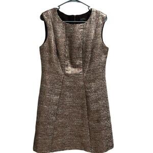 Tahari Dress Womens Size 10P Metallic Rose Cocktail Knee Length Sleeveless Scoop